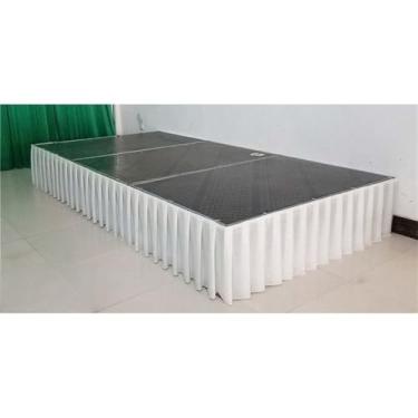 Imagem de Saia de mesa plissada branca, cortinas para cenário de casamento, toalhas de mesa, cobertura de mesa, palco de casamento para festa de evento, marfim, A75 cm x C300 cm