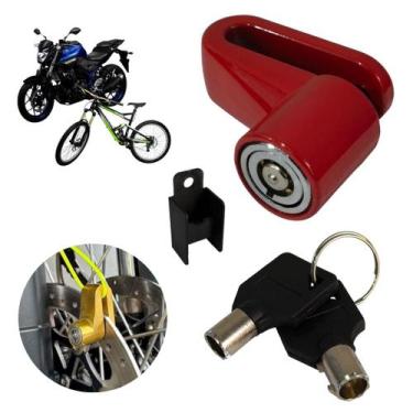 Imagem de Trava de disco para moto e bicicleta antifurto com 2 chaves tubulares 