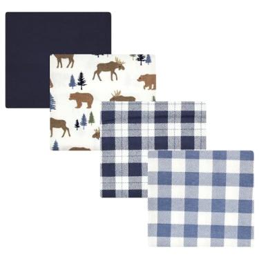 Imagem de Luvable Friends Hudson Baby Flanela Recebendo Cobertores 4 unidades, Urso Florestal