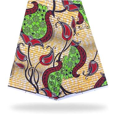 Imagem de Shenbolen Tecido africano 6 jardas Kente Cloth by The Yard Ankara Print Wax Fabrics 100% poliéster (J)