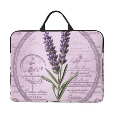 Imagem de Capa protetora para notebook com estampa de lavanda de 14 polegadas à prova de choque, bolsa de viagem para laptop com alça à prova d'água para computador, maleta para homens e mulheres