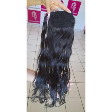 Imagem de Rabo de cavalo cabelo humano liso ondulado 60cm - Universo capilar