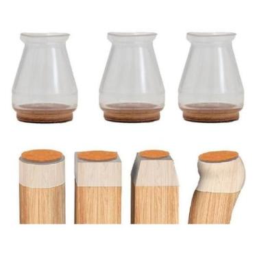 Imagem de Kit 16 Pezinho Cadeira Moveis Transparent Feltro 15Mm A 23Mm - Geoprot