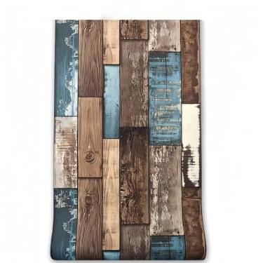 Imagem de ESSMOKO Nostálgico retrô grão de madeira autoadesivo papel de parede móveis notas adesivas bar loja fundo parede móveis renovação adesivos