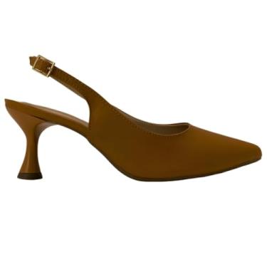 Imagem de Scarpin Aberto Atras Salto 7cm Taça Baixo Sapato Confort 169 (Caramelo, BR, Adulto, Numérico, 40)