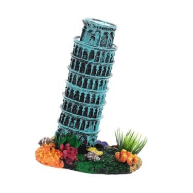 Imagem de Dynwave Ornamento de aquário, modelo de torre inclinada, layout de decoração de mesa criativa, brinquedo de resina, decoração de cenário de aquário para