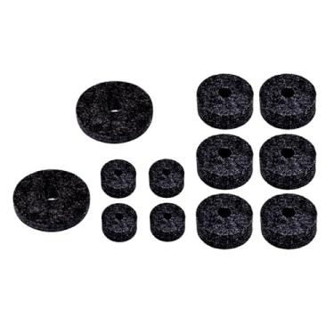 Imagem de TTETTZ 12x Luvas de Substituição para Arruela de Feltro de Prato Acessórios Resistentes Ao Desgaste Feltros de Embreagem de Chimbal à Prova de Ferrugem Ferra, PRETO