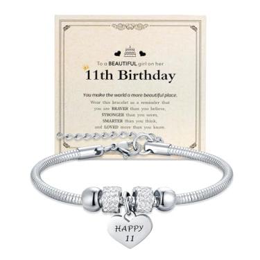 Imagem de Yonhon Pulseira de aniversário para crianças de 11 anos, 11/11 anos de idade, pulseiras de aniversário para filha, neta, sobrinha