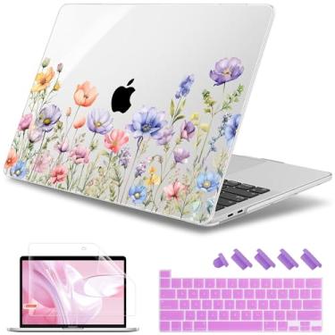Imagem de May Chen Para MacBook Pro 16 polegadas A2141 versão 2020 2019, protetor de tela e capa de teclado de plástico macio para MacBook Pro 16 polegadas com Touch Bar e Touch ID - Aquarela flores silvestres