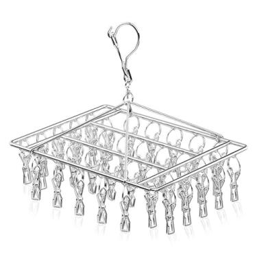 Imagem de Varal de Calcinha em Aço Inoxidável com 40 Clipes, Varal de Roupa Íntima à Prova de Vento para Balcões de Banheiro, Meias, Sutiãs, Roupas Íntimas e Acessórios de Lavagem