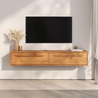 Imagem de Rack Suspenso Flutuante 145 cm Compacto Madeira TV 55 Freijó TECCA