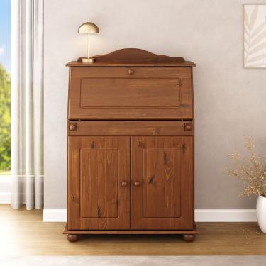 Imagem de Mesa de Escritório Retrátil Aparador Secretária Madeira Castanho DAVID