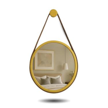 Imagem de ESPELHO ADNET REDONDO PREMIUM 60CM DOURADO C/ALÇA CARAMELO