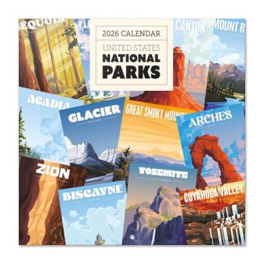 Imagem de Calendário de parede dos Parques Nacionais dos EUA 2026 30,5 cm x 30,5 cm FSC sem plástico – Começa semana no domingo | Calendário artístico de planejador familiar 2026
