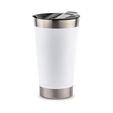 Imagem de Copo Térmico Com Tampa e Abridor 473ml Qualidade Frio e Quente – Sem Estampa (Branco)