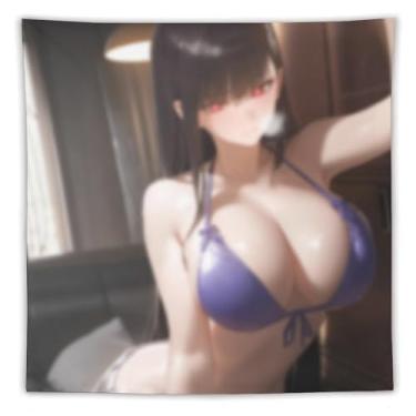 Imagem de LIEGBMEU Tapeçaria de biquíni sexy anime menina 152.4 cm x 152.4 cm interior exterior parede colcha arte decoração de tapeçaria caprichosa, AF019