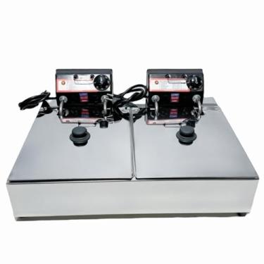 Imagem de Kit Fritadeira Elétrica Industrial 2 Cubas Antichamas 10 Litros com Tampa(220)