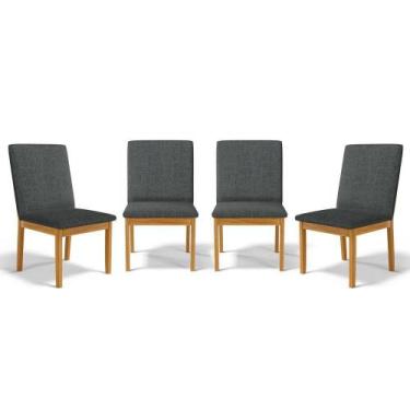 Imagem de Kit Com 4 Cadeiras Daniela Madeira Maciça Estofada Para Mesa De Jantar