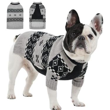 Imagem de IECOii Suéter de cachorro grande, suéter de cachorro GG, pulôver de malha para o inverno, moletom de malha aconchegante, casacos de cachorro para clima frio, roupas de inverno com gola média elástica