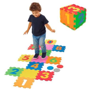 Imagem de Amarelinha Tapete Eva 16Pçs Infantil Educativo Cores Oferta - Evamax