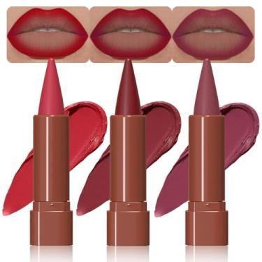 Imagem de BINGBRUSH Conjunto de batom e delineador labial fosco gradiente 2 em 1, 3 peças de giz de cera labial à prova d'água de longa duração para mulheres, contorno impecável, lápis de cor para lábios ombré