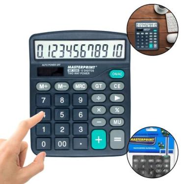 Imagem de Calculadora de Mesa Manual 12 Digitos Energia Solar ou Pilha para Comé