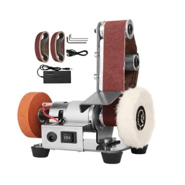 Imagem de HENGJINGTR Máquina de lixamento ajustável de 7th engrenagem multifuncional, 96W 110V / 220V Grinder de correia de lixamento doméstico com roda de moagem e correia de lixamento,220v