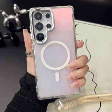Imagem de Capa com alça magnética gradiente para Samsung S25 Ultra S24 Plus S23 FE A55 A35 A16 A54 A34 A24 A14 A06 A53 A13, branca, para Galaxy S23 Ultra