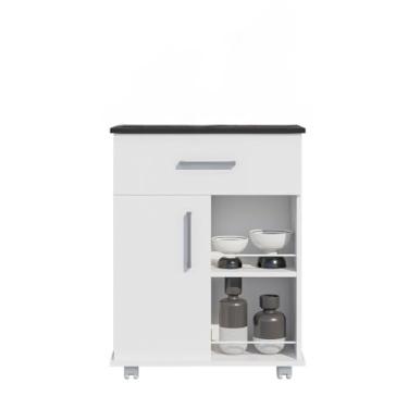 Imagem de Aparador Móveis para Cozinha e Café Buffet Armario Multiuso Cozinha Real Cantinho do Café Sala Balcão Multiuso Decoração Retro Moderno(Branco com Preto)