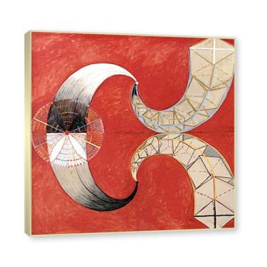 Imagem de Moldura de champanhe. Pôster Hilma Af Klint (The Swan, No. 09), reproduções de pinturas famosas, imagem de arte abstrata para sala de estar quarto decoração de casa. 40 x 40 cm-15,7 x 15,7 pol