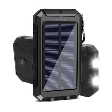 Imagem de Carregador Portátil Power Bank Solar Usb Preto – Energia Sustentável Em Qualquer Lugar