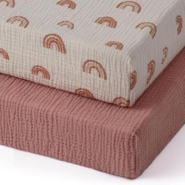Imagem de Mini lençóis de berço Muslin Blissful Diary Pack N Play, pacote com 2