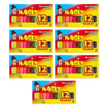 Imagem de Kit 7 Massinha De Modelar 12 Cores Magix 180g Multicolor