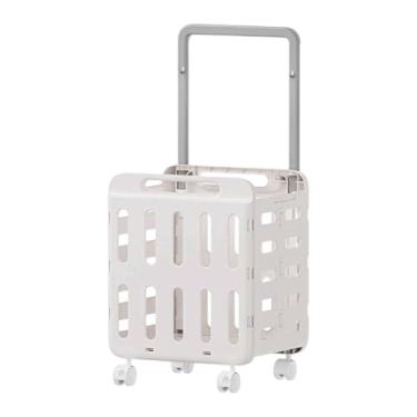Imagem de KiBcsLic Cesto de roupa suja com rodas Cesto de roupa suja com rodinhas Carrinho de classificação comercial para economizar espaço, Branco, Camada única