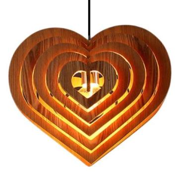 Imagem de Luminária Teto Tipo Pendente Coração Mdf - Completa Mdf Cru - LENOBRE,