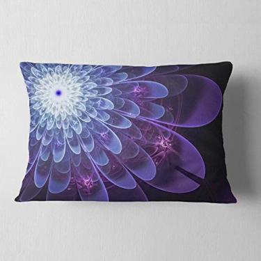 Imagem de Designart - Pétalas de flor fractal roxas com fecho floral para sala de estar, sofá, almofada de alta qualidade + capa de almofada impressa em ambos os lados 30,5 x 50,8 cm