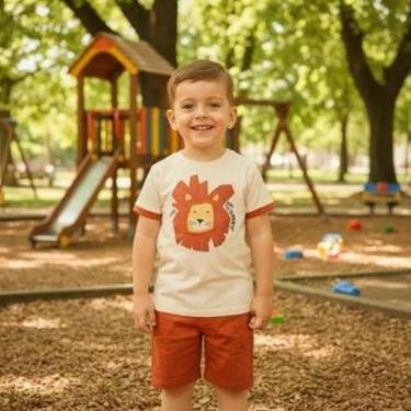 Imagem de Conjunto Infantil Leão Estampa Divertida + Shorts Malwee Kids-Masculino