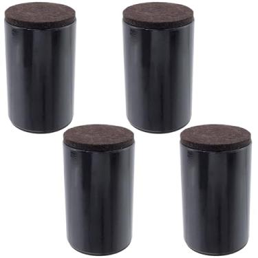 Imagem de Geesatis Elevadores de cama autoadesivos para móveis, suportes para móveis redondos empilháveis resistentes, elevadores adicionam 10 cm de altura com almofada de feltro, suporta até 1,814 kg, preto