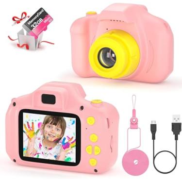 Imagem de Câmera infantil, câmera digital HD 1080p para crianças, tela de 5.1 cm, cartão SD de 32 GB, câmera infantil para 3, 4, 5, 6, 7 anos, meninos, meninas, aniversário