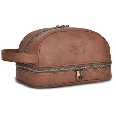 Imagem de Bolsa de higiene de viagem Vetelli Classic Leather para homens
