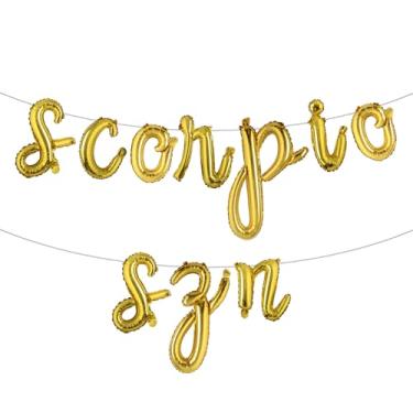 Imagem de Balões de letras - Escorpião SZN 40,6 cm letras do alfabeto folha balão Mylar outubro ou novembro aniversário festa balão bandeira (SCORPIO SZN dourado)