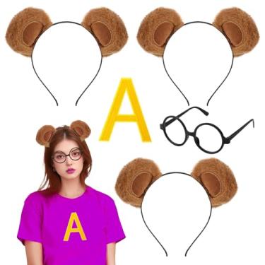 Imagem de POEWAUVE Acessórios para fantasia de cosplay de mouse de Halloween incluem faixa de cabeça de mouse marrom, meias de óculos pretas, suspensório de saia tutu (marrom)