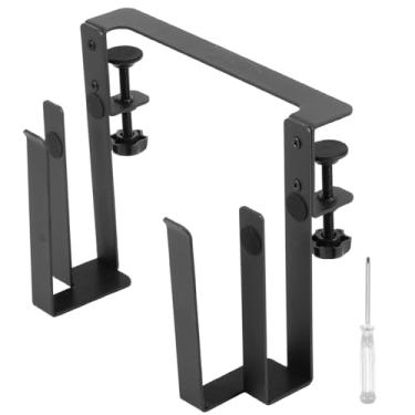 Imagem de ZFLYCANP Suporte de mesa lateral para laptop, suporte de mesa de metal, organizador de laptop sem perfuração, organizador de armazenamento lateral de mesa, braçadeira de ferro para pendurar embaixo da