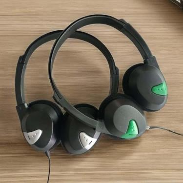 Imagem de Getgold Fones de ouvido com fio para estudantes, conector de 3,5 mm, cabo de 1,8 m, na orelha, ajustável, preto (pacote com 2)