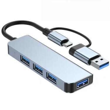 Imagem de HCUSR Adaptador multiportas USB C 4 em 1 com 1 USB A 3.0 de 5 Gbps, 3 USB A 2.0 divisor de estação de ancoragem de alumínio de transferência de dados de alta velocidade para laptop, PC