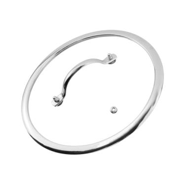 Imagem de Woogim Tampa de vidro temperado de 24,5 polegadas com alça de aço inoxidável, engrossada até 4 mm e pode ser lavada na lava-louças e forno de até 248 °C, tampa de borda larga para frigideiras de ferro