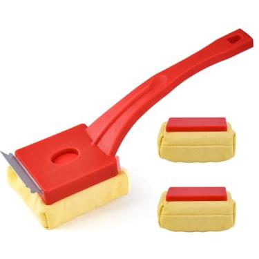 Imagem de Escova de grelha sem cerdas – Limpeza a vapor – Inclui 2 cabeças de escova extra – Raspador de churrasco resistente, vermelho