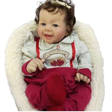Imagem de Bebê Reborn Menina Olhos Abertos Artesanal Cabelo Fio A Fio Realista