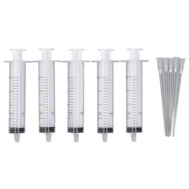 Imagem de Cartucho de tinta para impressora jato de tinta, 5 peças, seringa de 20 ml com 5 peças de agulha plana de 10 cm para escritório