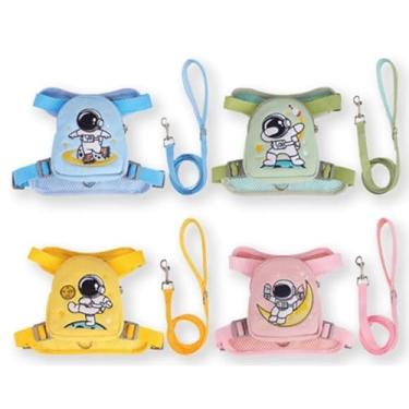 Imagem de Peitoral Coleira Com Guia e Bolsa Removível Para Cachorro Pet Cães Pequenos E Médios Gato De Viagem(Aleatorio,S)